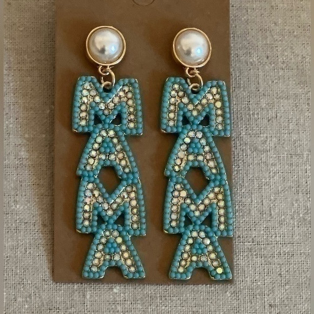 Women’s MAMA Rice Bead Statement Earrings